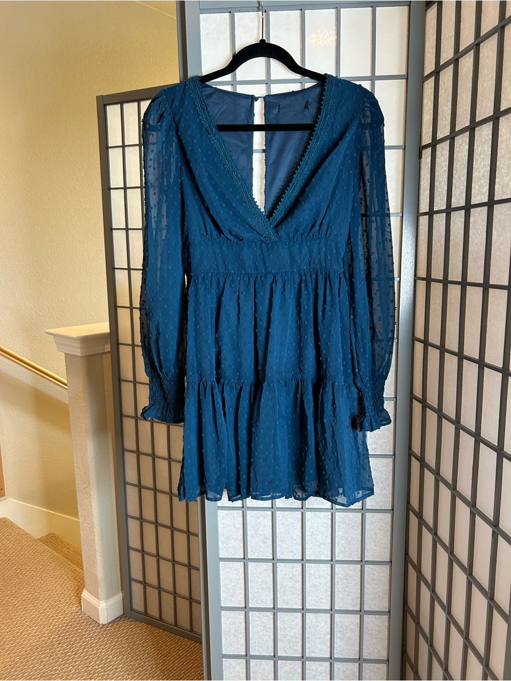 Lulus Teal Blue Long Sleeve Lined Dress